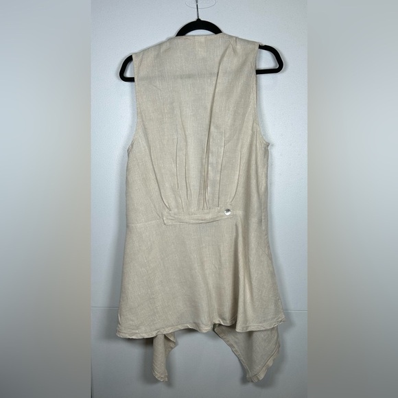 Vintage Match Point Cream Linen Drape Vest. Size Medium. - Picture 2 of 7